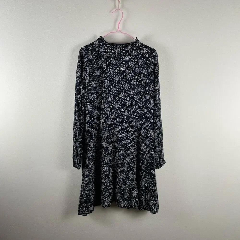 LOFT floral split neck ruffle hem polka dot mini dress - Picture 4 of 7